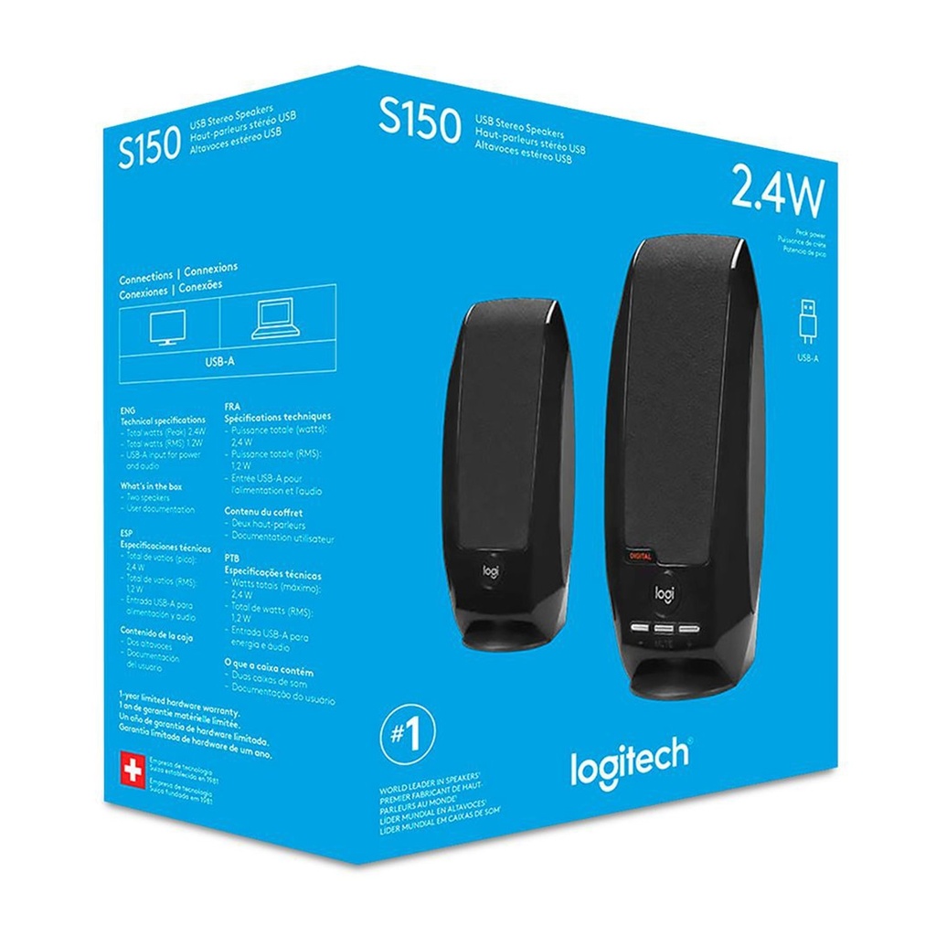 [S150] Logitech - Cornetas Multimedia 2.0 Entrada USB 1.2W RMS 980-000028