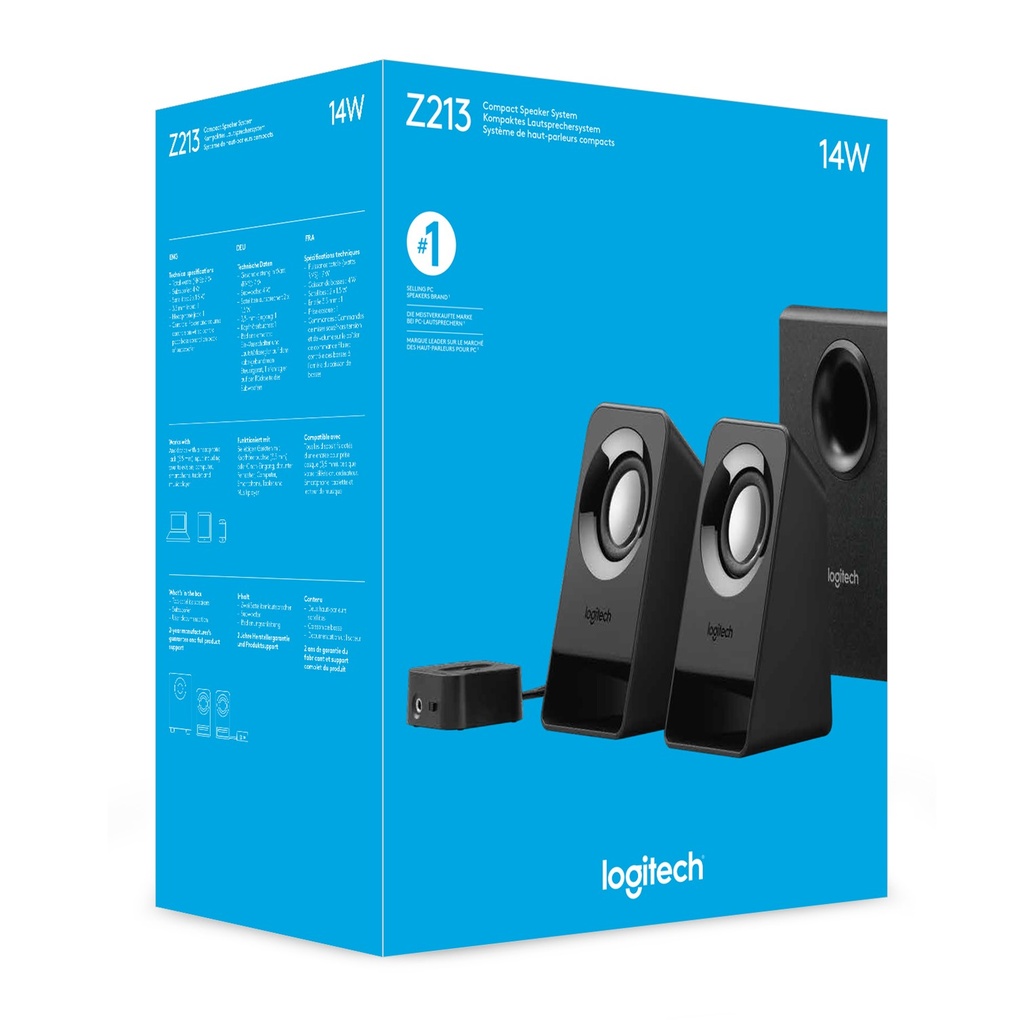 [Z213] Logitech - Cornetas Multimedia 2.1 Entrada 3.5mm 7W RMS 980-000941