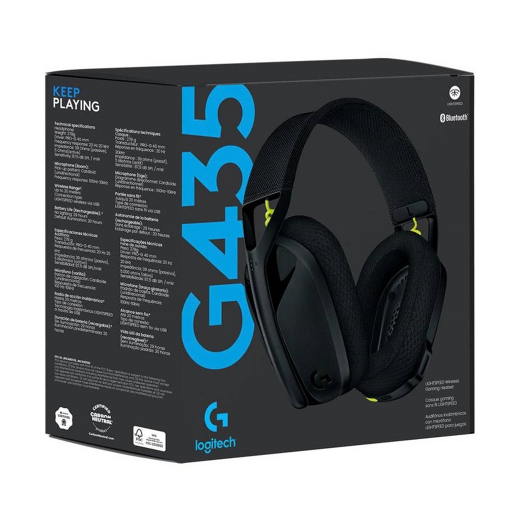 [G435] Logitech - Audifonos Inalámbricos con micrófono LIGHTSPEED Negro y Amarillo Gaming 981-001049