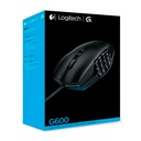 [G600-BLACK] Logitech - Mouse Alambrico USB RGB LIGHTSYNC MMO 20 Botones Gaming [Negro]