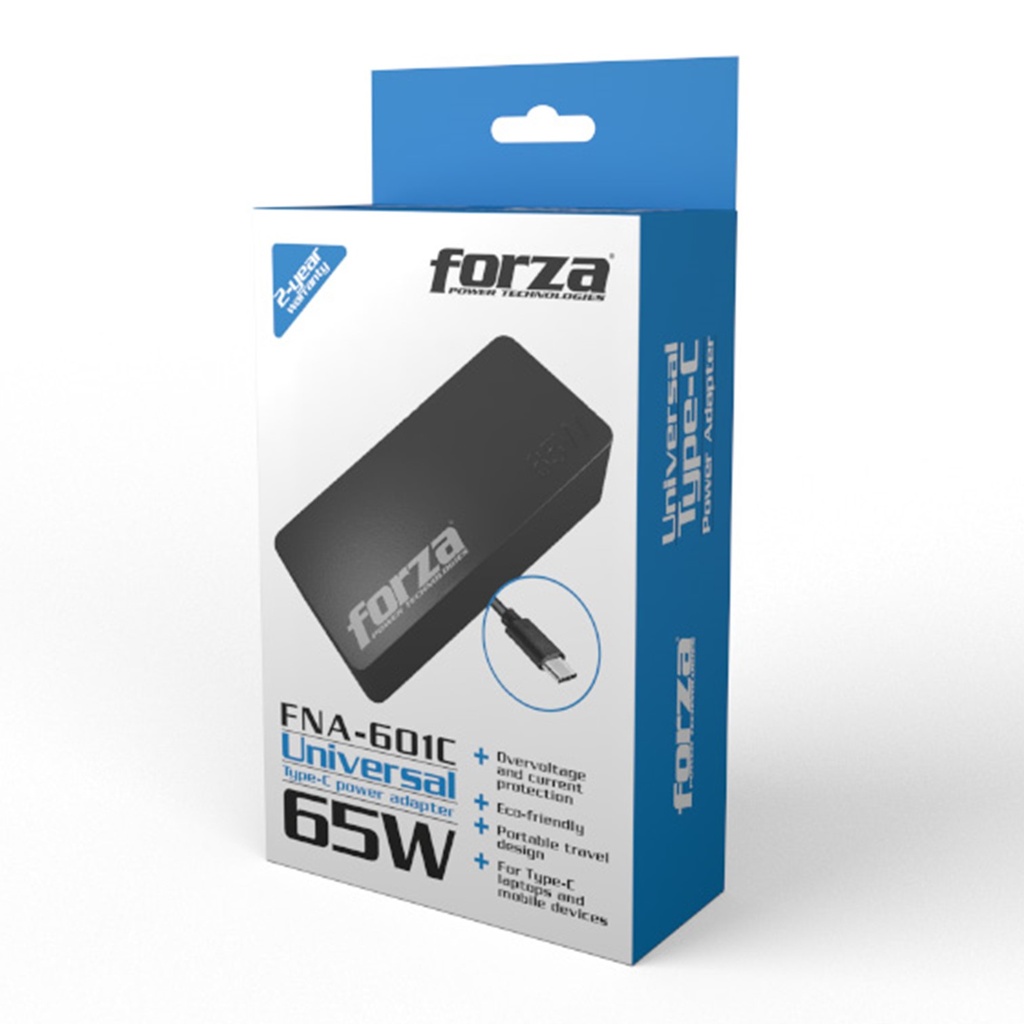 [FNA-601C] Forza - Adaptador Cargador Universal de 65W USB-C Electrónicos 110V/220V