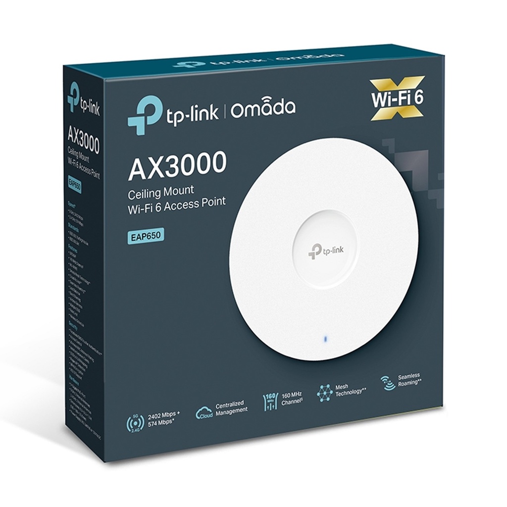 [EAP650] TP-Link - Punto de Acceso de Montaje en Techo Inalambrico Doble Banda Gigabit AX3000 WiFi6 Omada