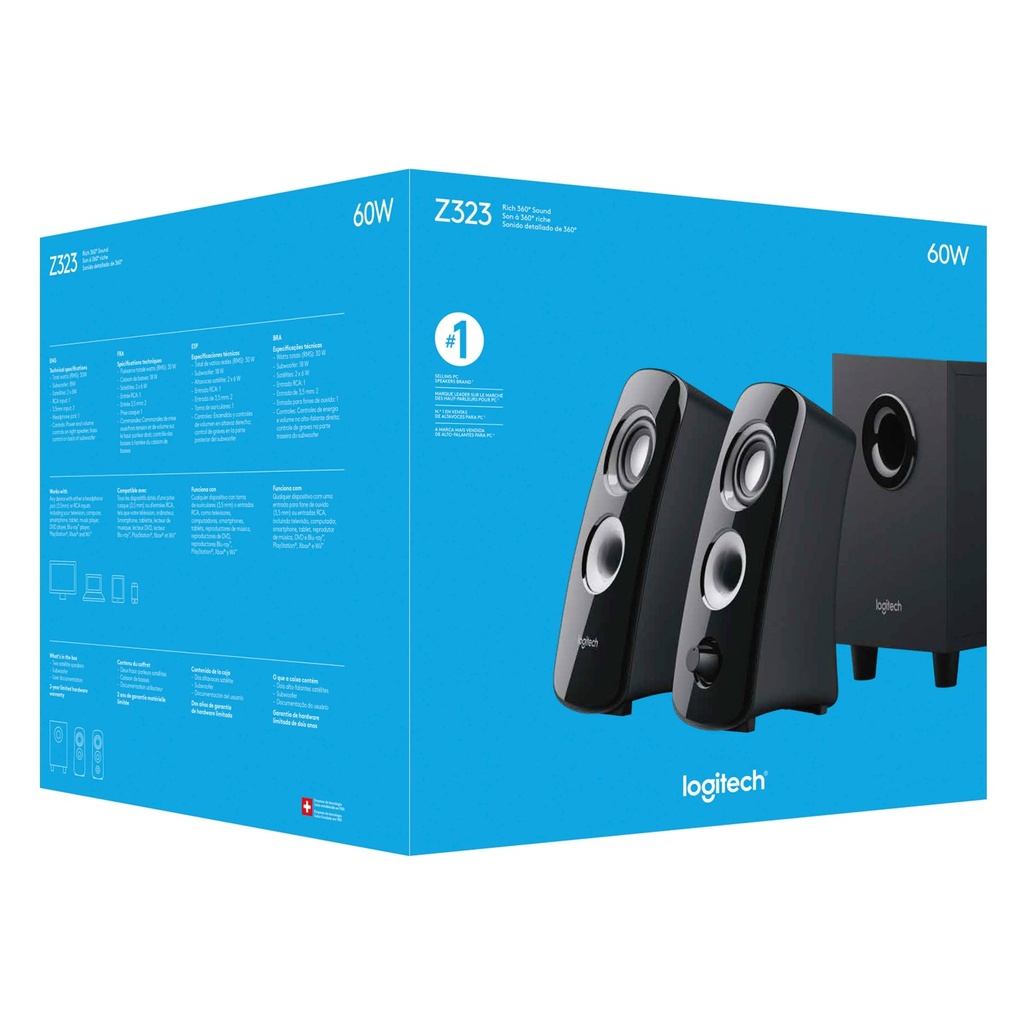 [Z323] Logitech - Sistema de altavoces de Escritorio Logitech 30W 2.1 canales 980-000354