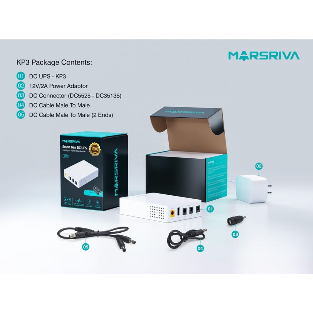 [KP3] Marsriva - Mini UPS 10.000Mah 18W 4 Puertos DC 5V/ 9V/ 12V y USB 5V