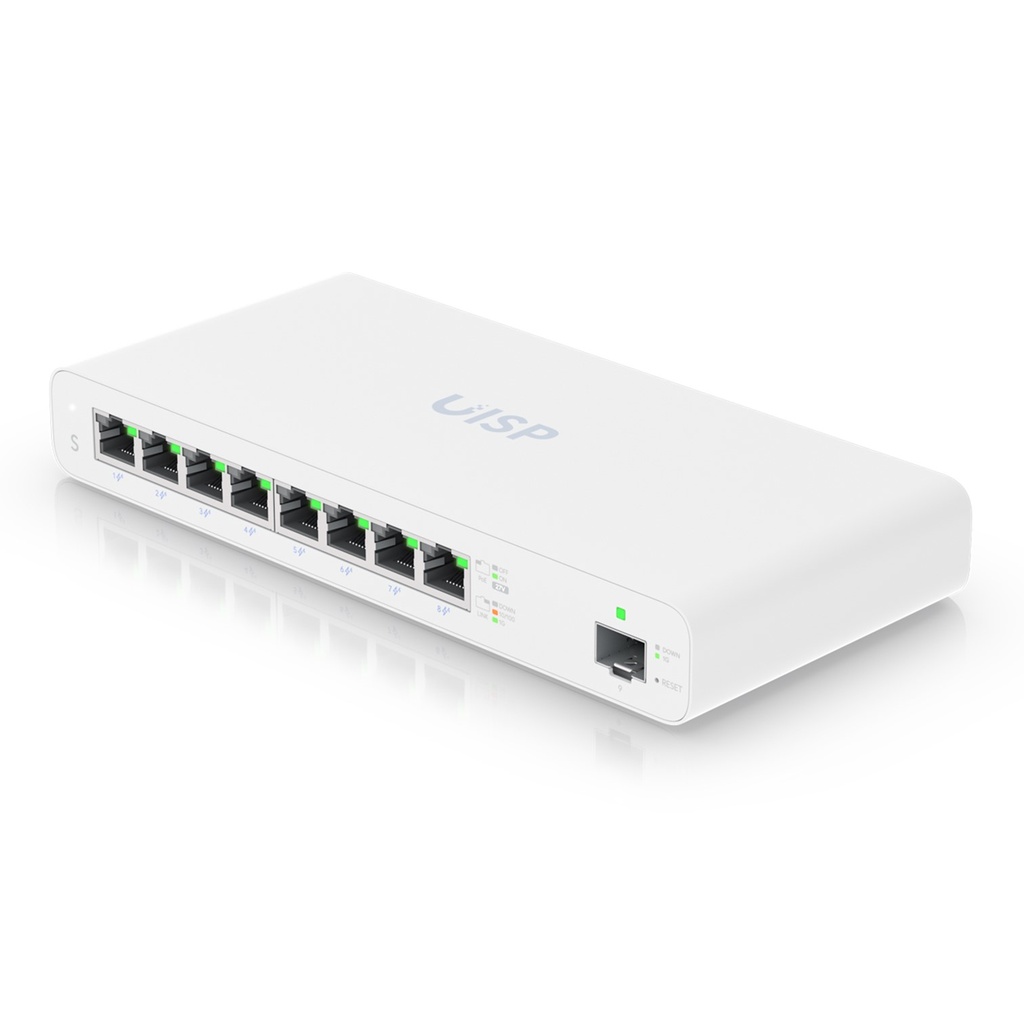 [UISP-S] Ubiquiti - Switch de 8 Puertos Gigabit con PoE pasivo de 27V y 1 Puerto SFP