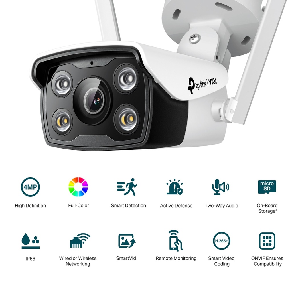 [C340-W-4] Vigi By TP-Link - Cámara Bullet IP Inalambrico WiFi Full Color HD 2K [4MP] Lente 4mm