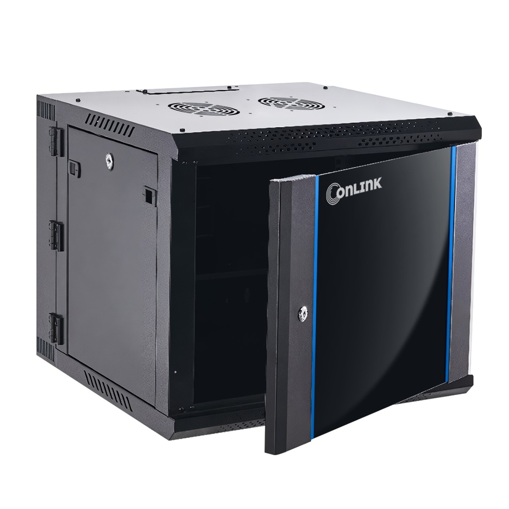 [WMG6509-550] Onlink - Rack de Pared Cerrado Abatible 9U 600x550x501mm con Puerta de Vidrio