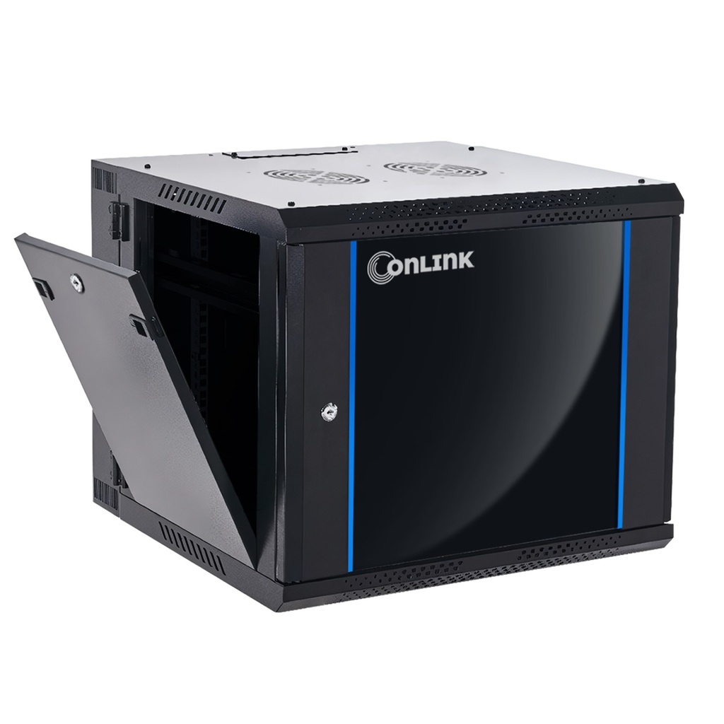 [WMG6509-550] Onlink - Rack de Pared Cerrado Abatible 9U 600x550x501mm con Puerta de Vidrio