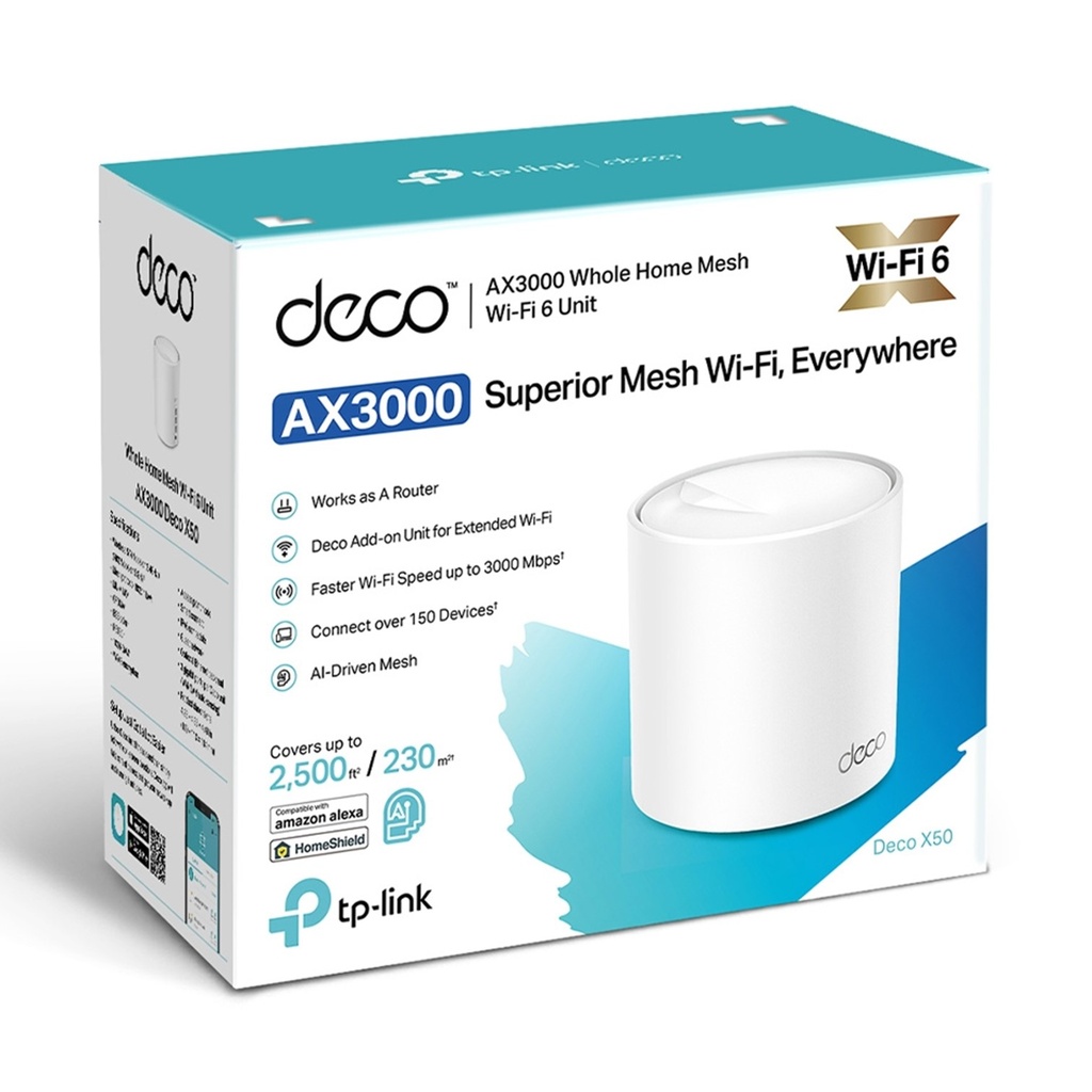 [DECO-X50-1PACK] TP-Link - Router Inalambrico WiFi Mesh Doble Banda AX3000 WiFi6 [2 Unidades]