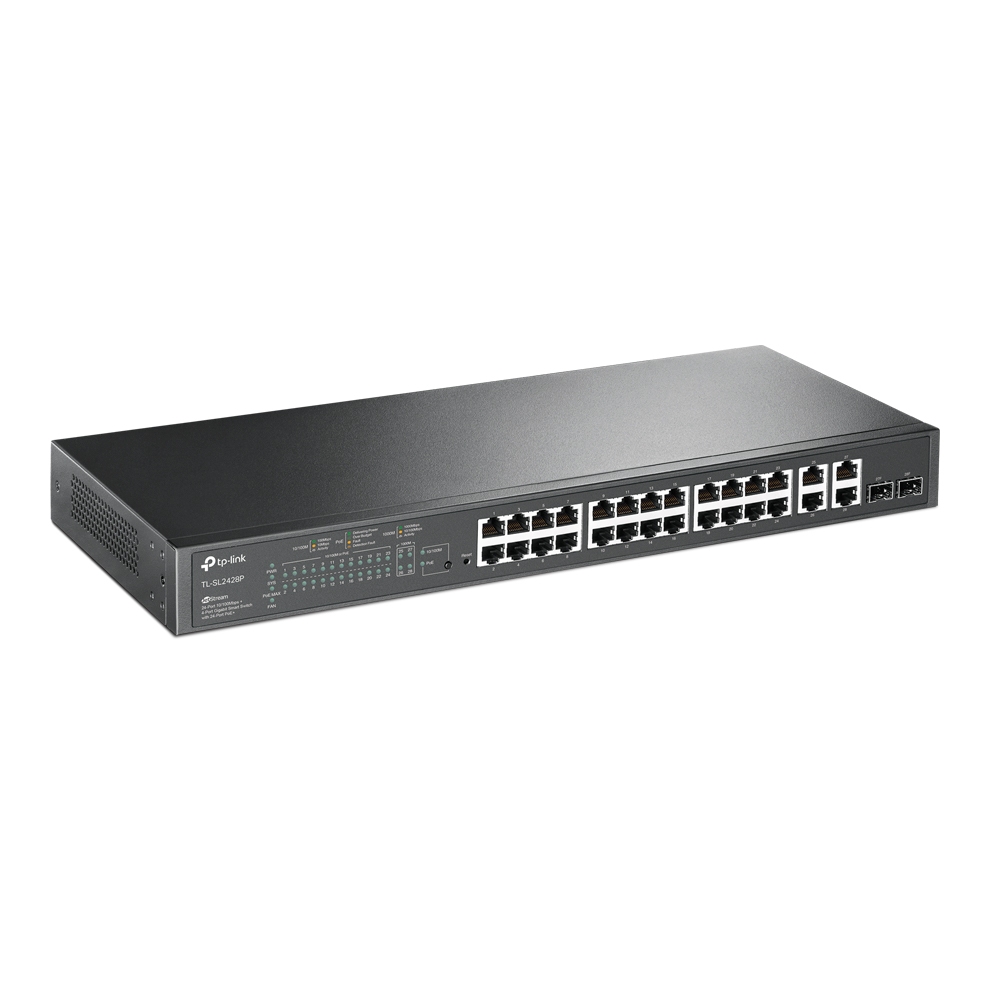[TL-SL2428P] TP-Link - Switch Inteligente JetStream de 24 Puertos POE 10/100Mbps + 4 Puertos Gigabit Omada