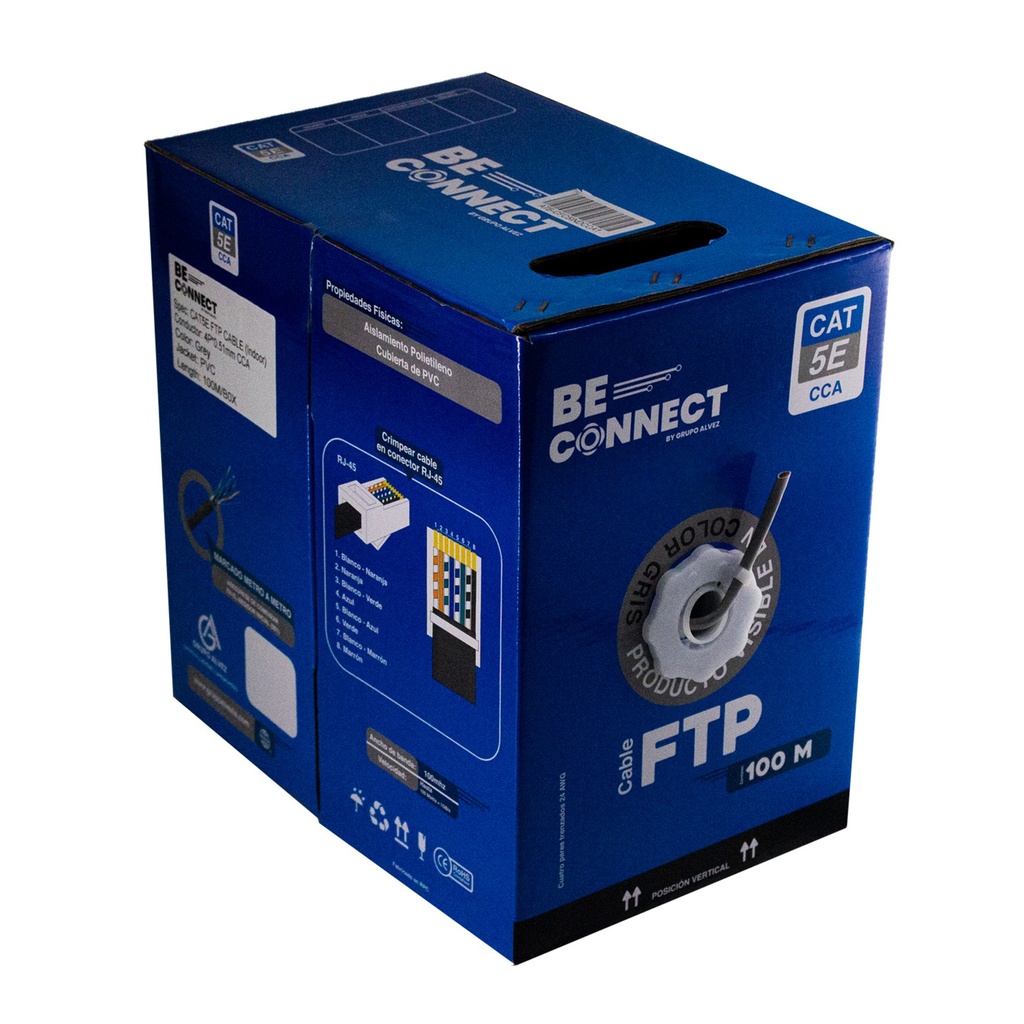 [ATB-CFC5INDCCA1] Beconnect - Cable FTP Apantallado Indoor Categoria 5E CCA [Bobina 100 Metros]