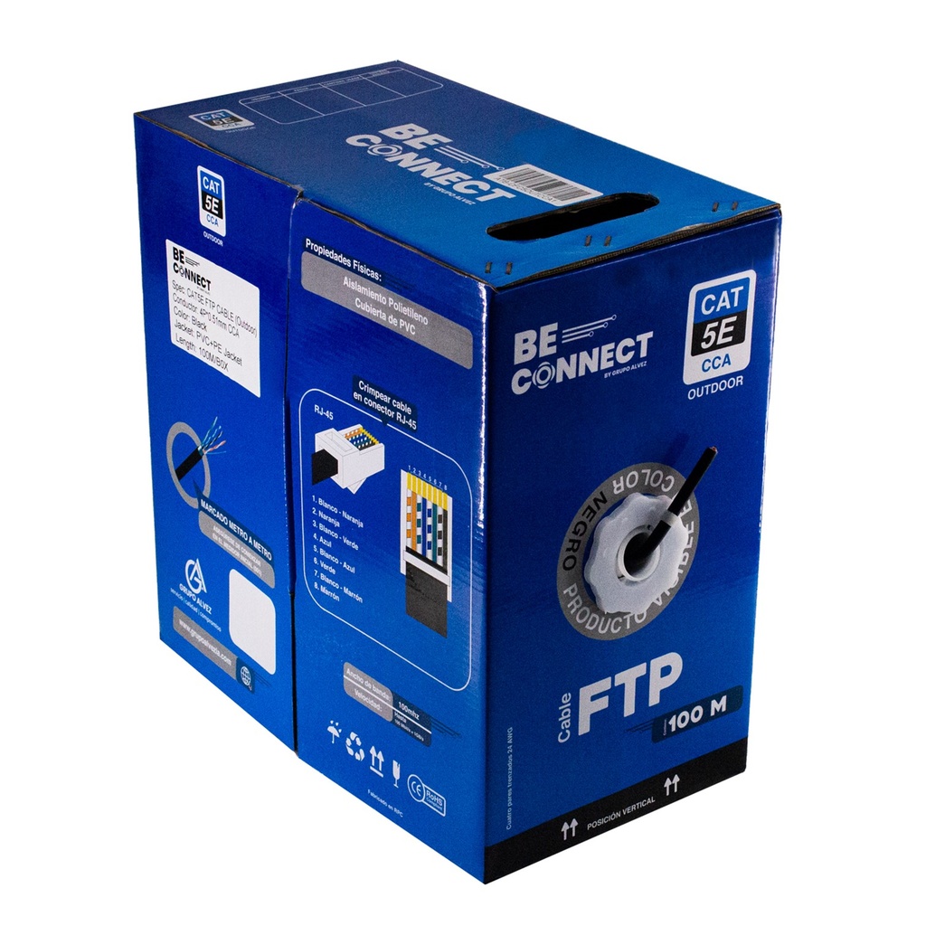 [ATB-CFC5OUTCCA1] Beconnect - Cable FTP Apantallado Outdoor Categoria 5E CCA Doble chaqueta [Bobina 100 Metros]