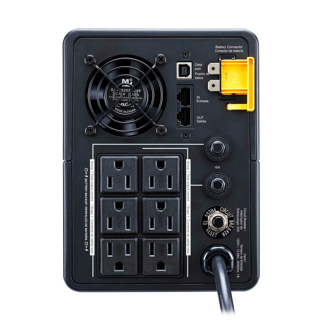 [BX1600M-LM] APC - UPS 1600VA/960W 120V [6] NEMA [Batería de reserva]