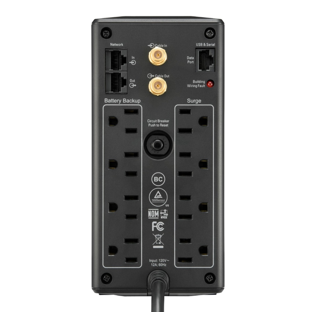 [BX1000M-LM60] APC - UPS 1000VA/600W Pantalla LCD 120V [4] NEMA 5-15R [Batería de reserva] + [4] NEMA 5-15R [Protección]