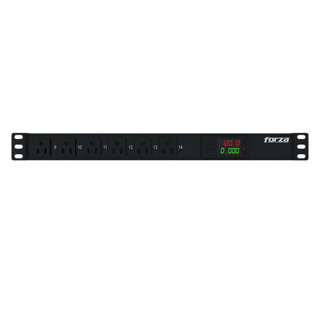 [FDP-1411M1U] Forza - Regleta Inteligente PDU para Rack Medible 1800W, 14 tomas, 1U, 110V