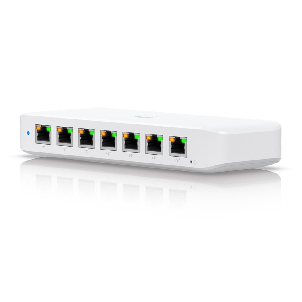 [USW-Ultra-210W] Ubiquiti - Switch PoE compacto capa 2, 8 puertos GbE (7 con salida PoE+ y 1 con entrada PoE++)