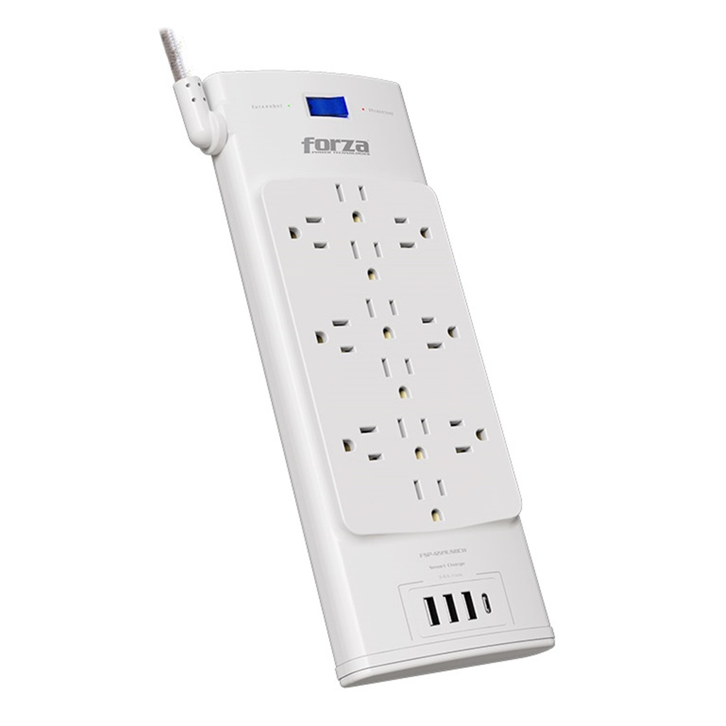 [FSP-1221USBCW] Forza - Protector de Voltaje 1625W/2700J 110V/240V [12] Tomas + [3] USBA + [1] USBC