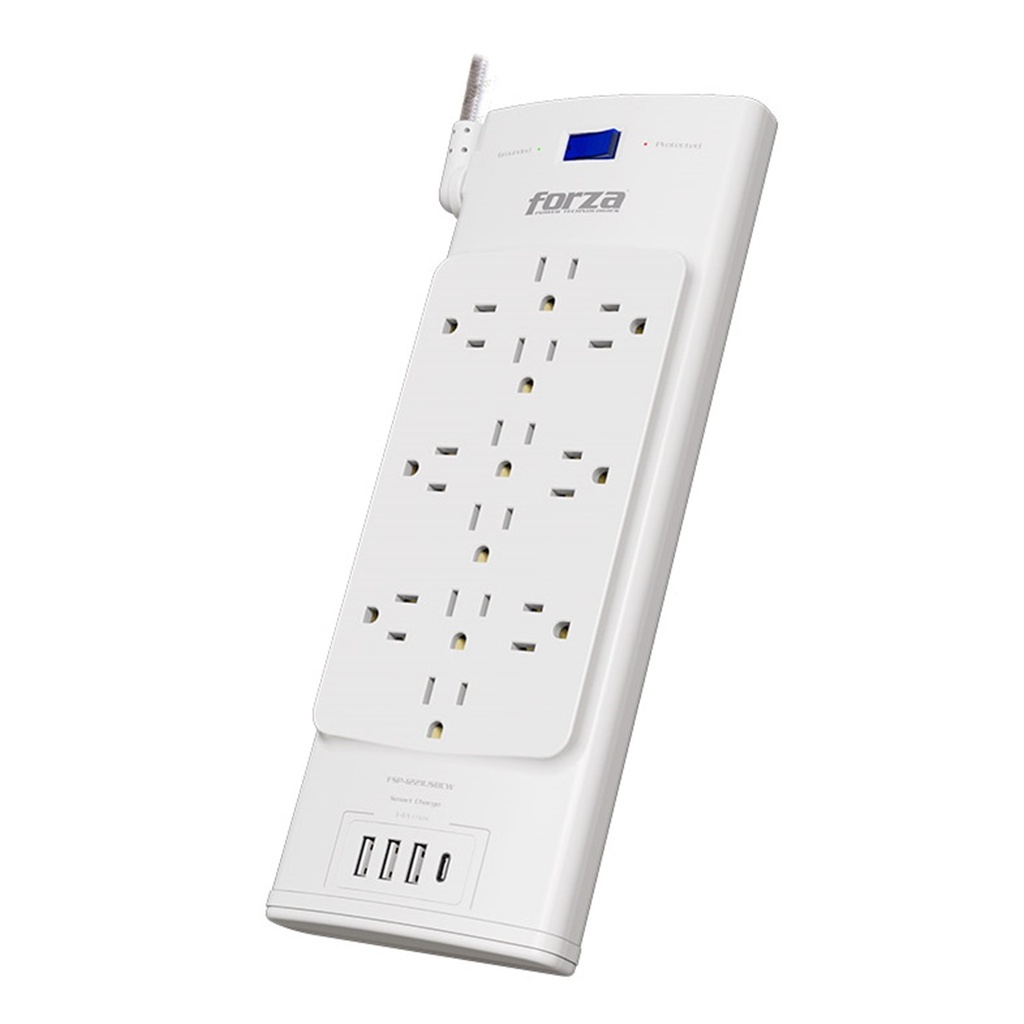 [FSP-1221USBCW] Forza - Protector de Voltaje 1625W/2700J 110V/240V [12] Tomas + [3] USBA + [1] USBC