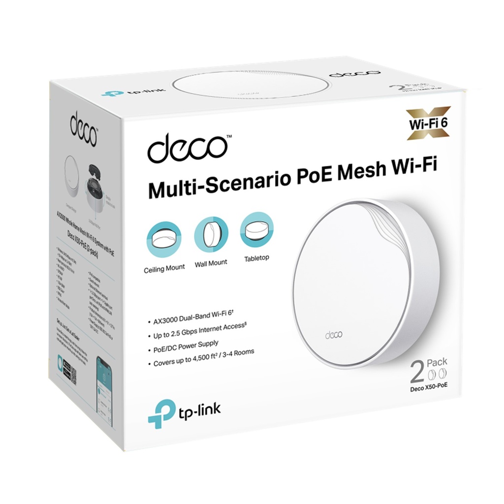 [DECO-X50-POE-2PACK] TP-Link - Deco AX3000 Whole Home Mesh WiFi 6 System with PoE [2 Unidades]