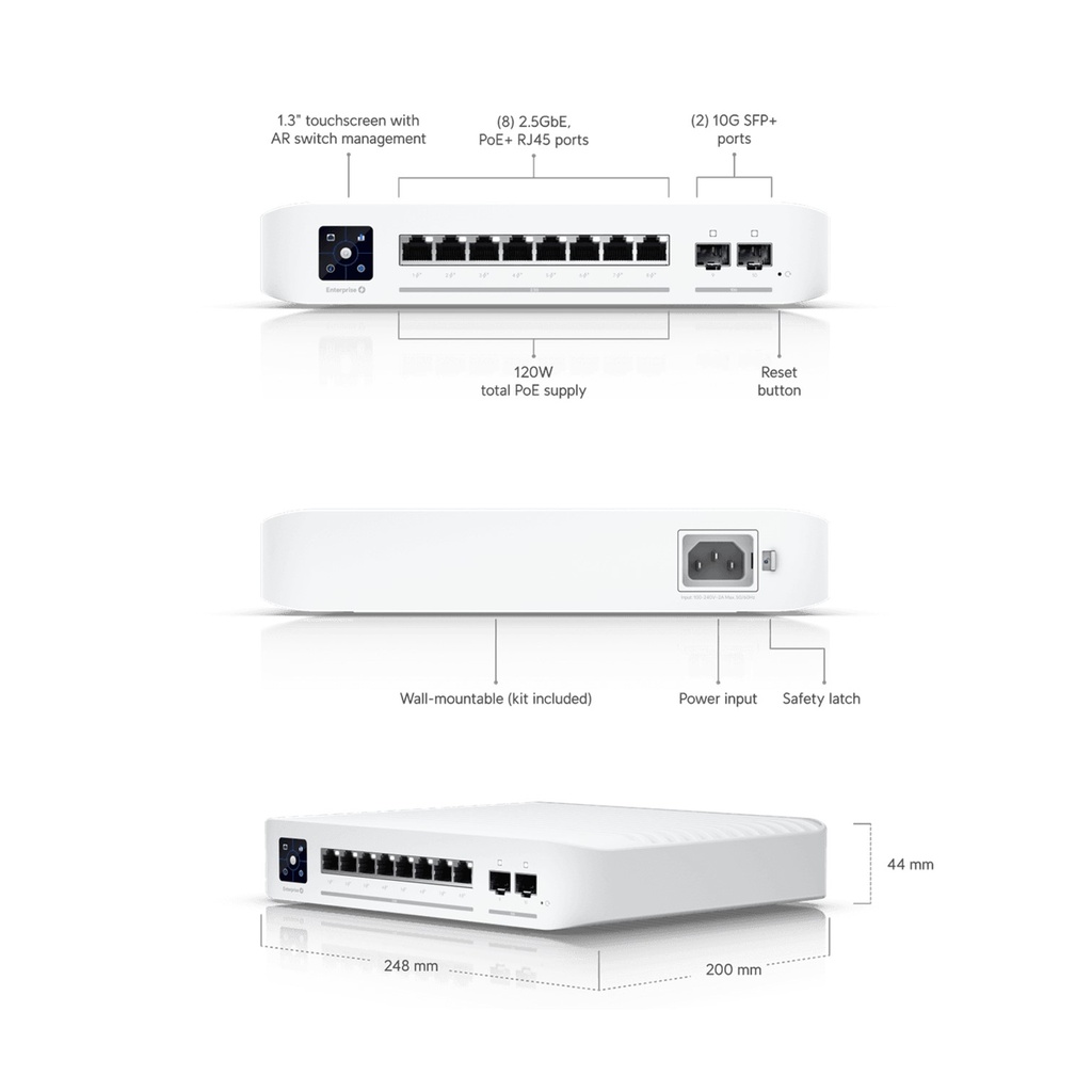 [USW-Enterprise-8-PoE] Ubiquiti - Switch Enterprise 8 PoE Conmutador PoE Multi-Gigabit de capa 3 gestionado de 8 puertos