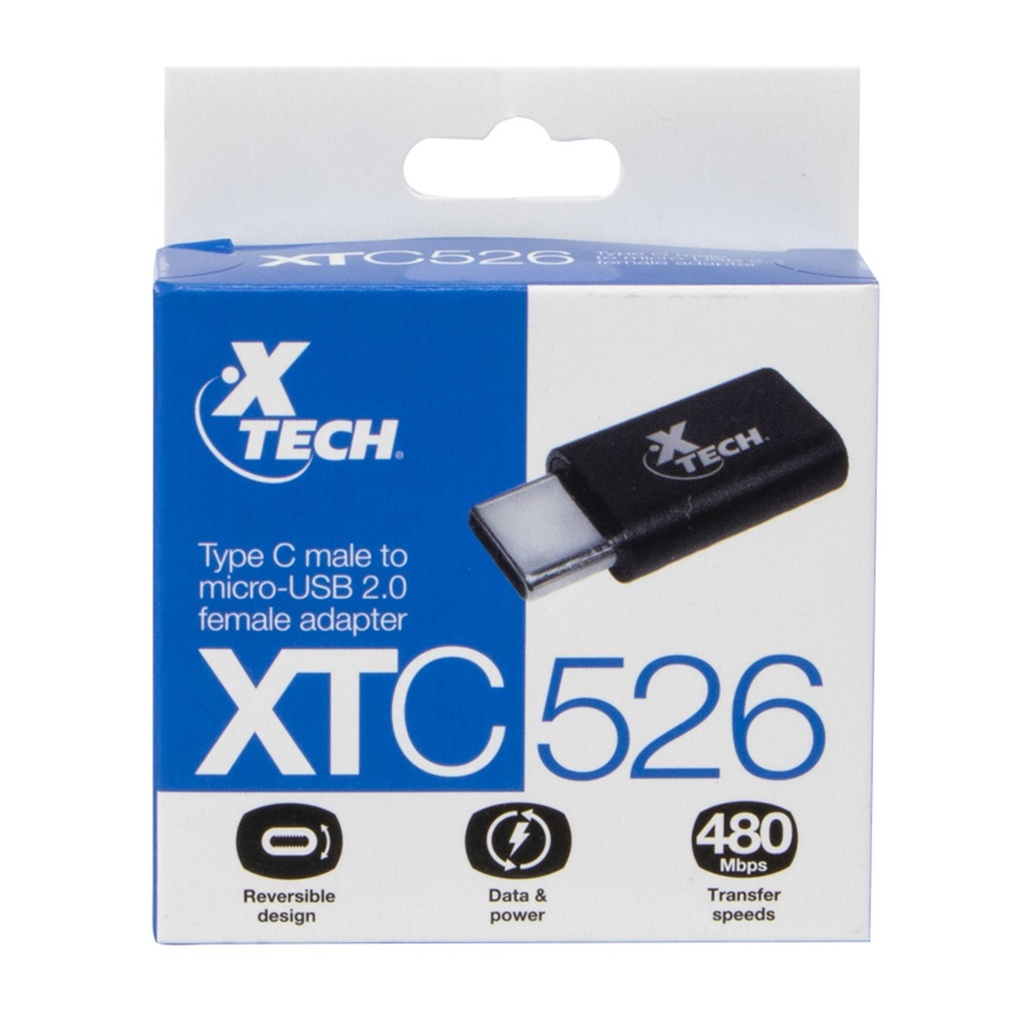 [XTC-526] Xtech - Adaptador con conector USB C macho a Micro-USB 2,0 Hembra hasta 480mb