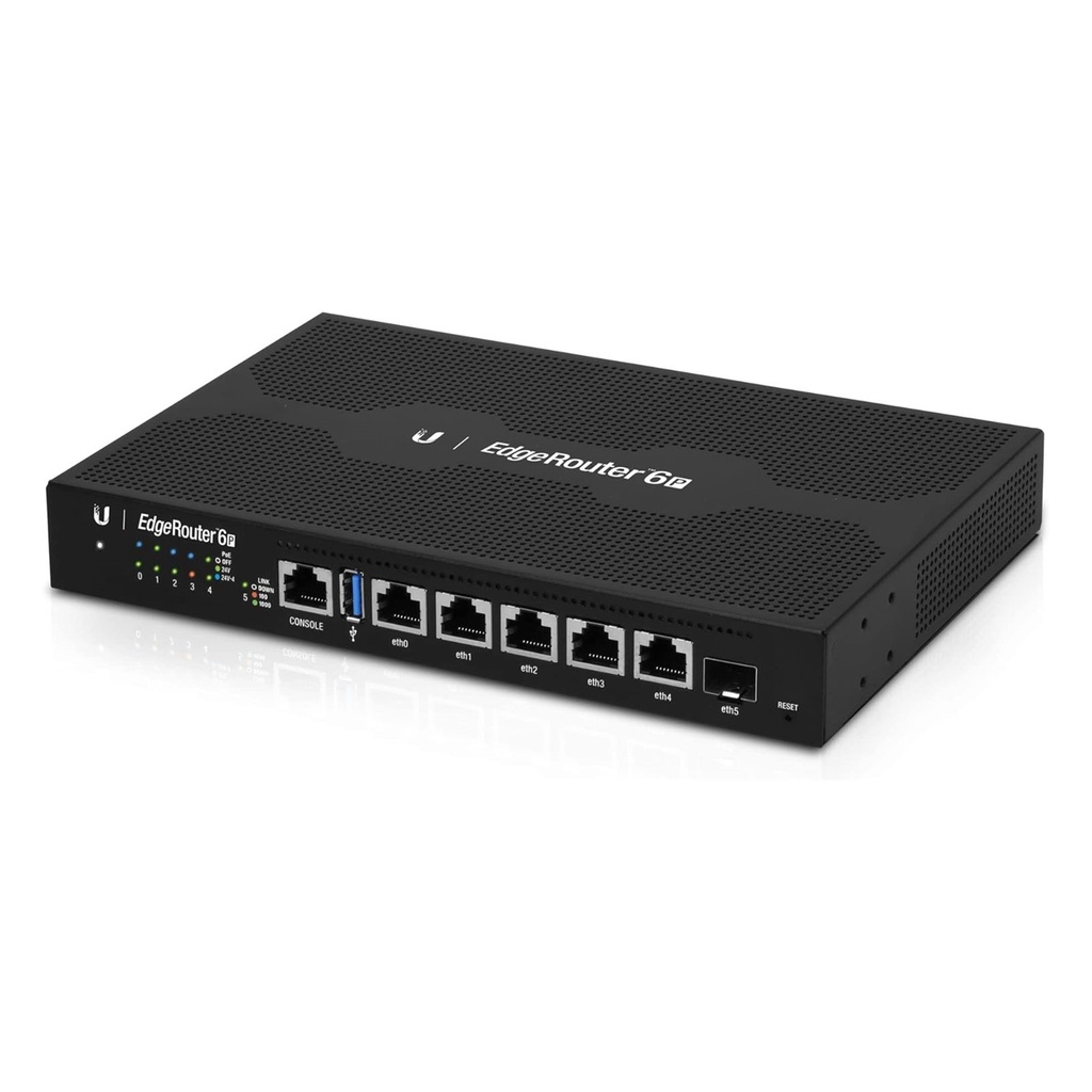 [ER-6P] Ubiquiti - EdgeRouter 6 PoE Pasivo 24 V con 5 puertos 10/100/1000 Mbps + 1 puerto SFP con Funciones Avanzadas de Ruteo
