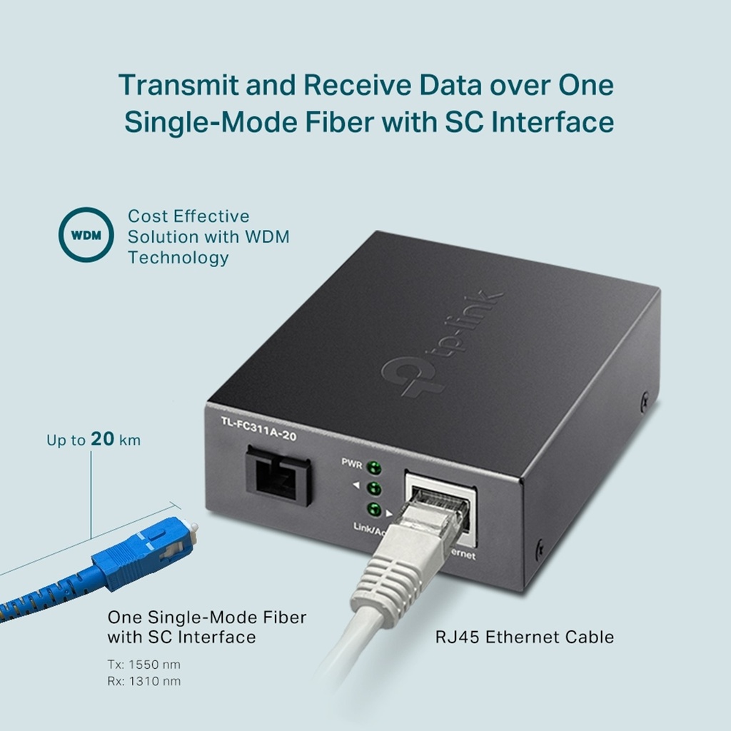 [TL-FC311A-20] TP-Link - Convertidor de medios Gigabit WDM