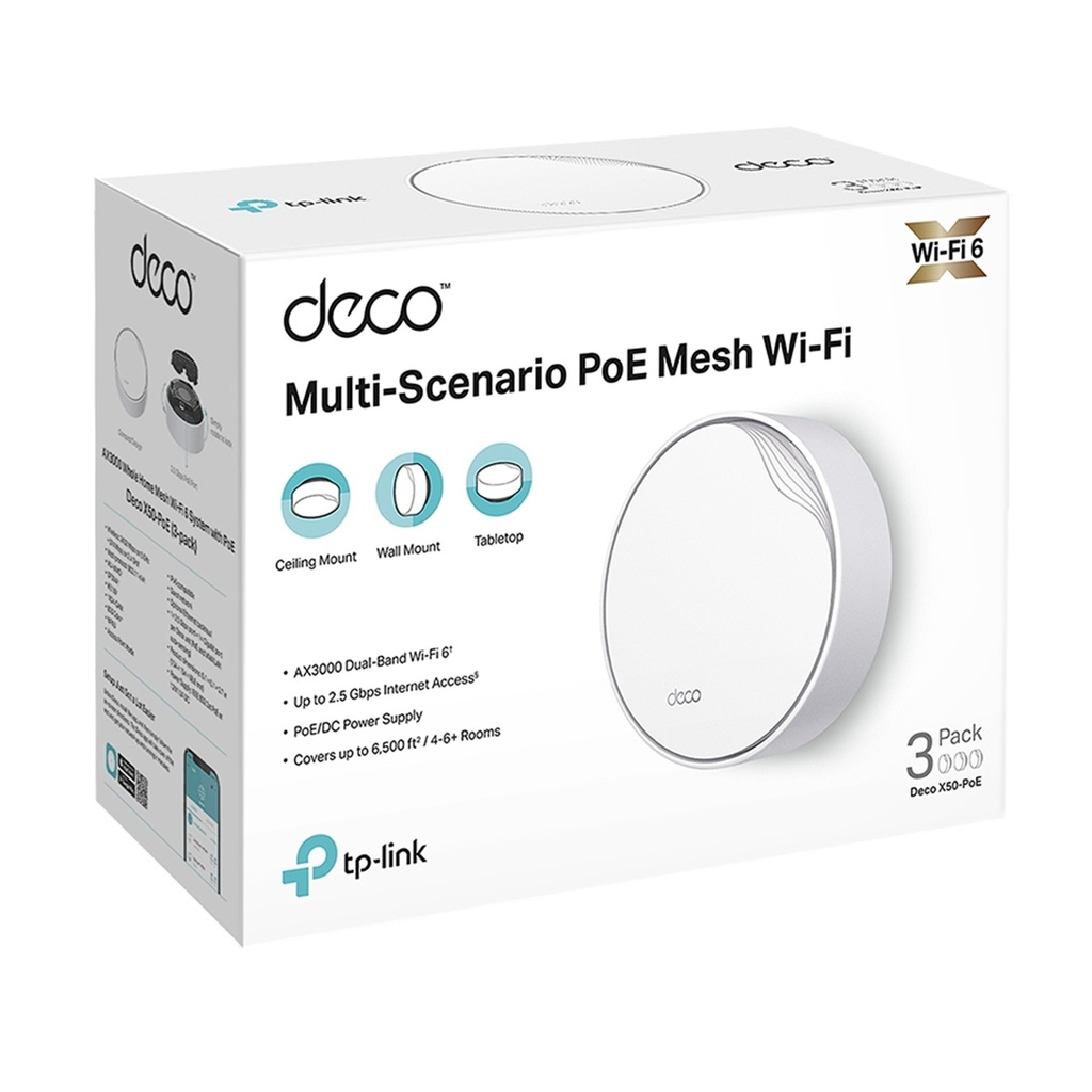 [DECO-X50-POE-3PACK] TP-Link - Deco AX3000 Whole Home Mesh WiFi 6 System with PoE [3 Unidades]