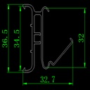 [DHI-ESL-BR03-1200] Dahua - Soporte ESL de Carril de Estantería Universal #01 Compatible: E015A, E015C, E018A, E021A, E021C, E021C-F, E026A, E026C, E026C-F, E029A, E029C, E037C-N, E042A, E042B-PN [36.5x32.7/1200mm] Ajustable Según Borde Frontal Material PVC