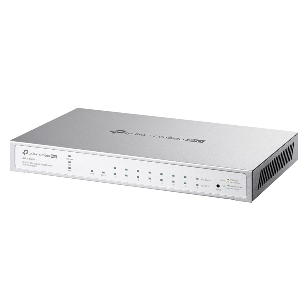 [S4500-8GP2F] TP-Link - Switch Smart 8 Puertos PoE+ Gigabit con 2 Puertos SFP Omada Pro