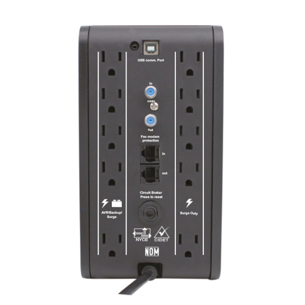 [R-SMART1510] CDP - UPS Interactivo con Regulador de 1500Va / 900W / 120V con Pantalla LCD 10 Salidas NEMA 5-15 [5 Salidas AVR/UPS + 5 Salidas Supresoras de Picos]