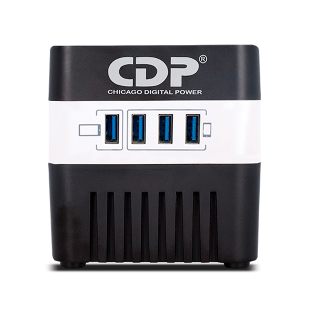 [RU-AVR604] CDP - Regulador de Voltaje Automático de 600Va Cargador USB de 4 Puertos y 4 Salidas Reguladas NEMA 5-15