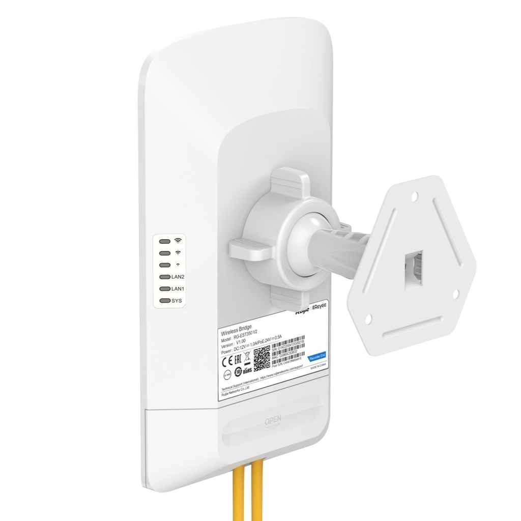 [RG-EST350V2] Ruijie Reyee - Kit Punto a Punto Pre-Configurado hasta 5 Km Listos para Enlazar Administrable en la Nube Banda 5Ghz AC WAVE2 MU-MIMO 2X2 Hasta 867Mbps Agregados.