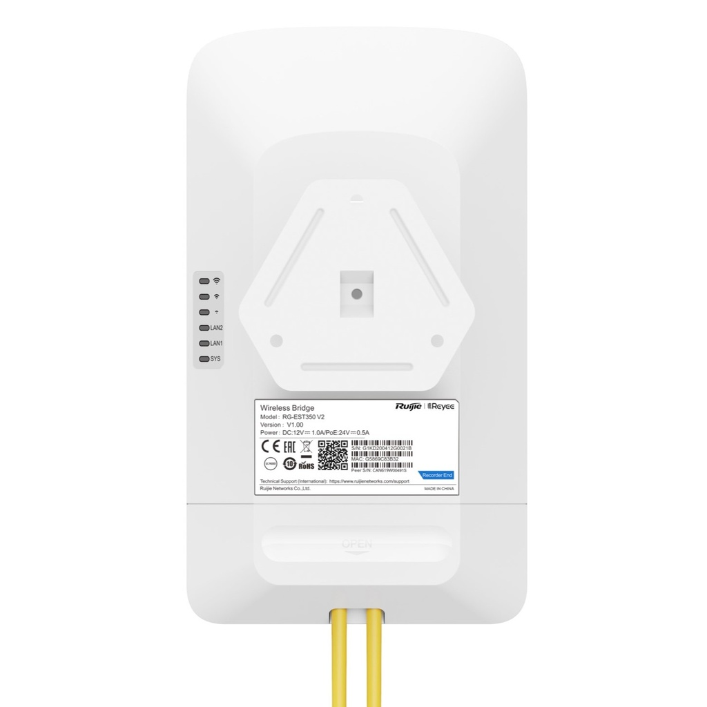 [RG-EST350V2] Ruijie Reyee - Kit Punto a Punto Pre-Configurado hasta 5 Km Listos para Enlazar Administrable en la Nube Banda 5Ghz AC WAVE2 MU-MIMO 2X2 Hasta 867Mbps Agregados.