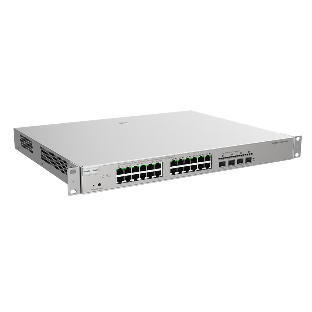[RG-NBS5200-24GT4XS-P] Ruijie Reyee - Switch Administrable PoE con 24 Puertos Gigabit PoE 802.3af/at + 4 SFP+ para Fibra 10Gb Gestión Gratuita desde la Nube
