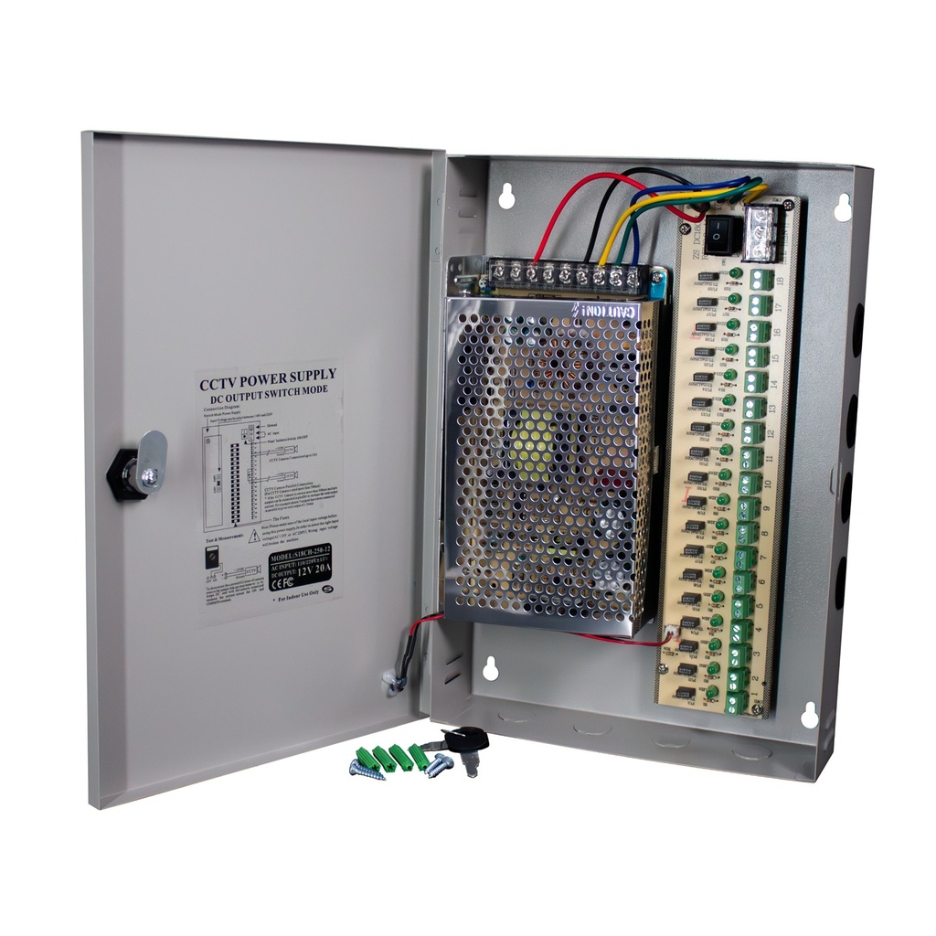 [STC-FC20A18CH] STC - Fuente Centralizada 18 Canales 12V 20Amp