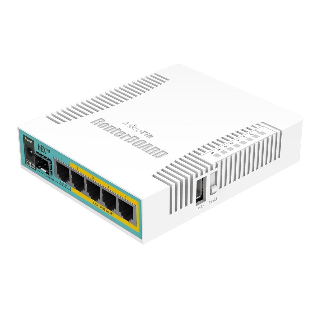 [RB960PGS] Mikrotik - (hEX PoE) Routerboard 5 Puertos Gigabit Ethernet PoE 802.3at 1 Puerto USB