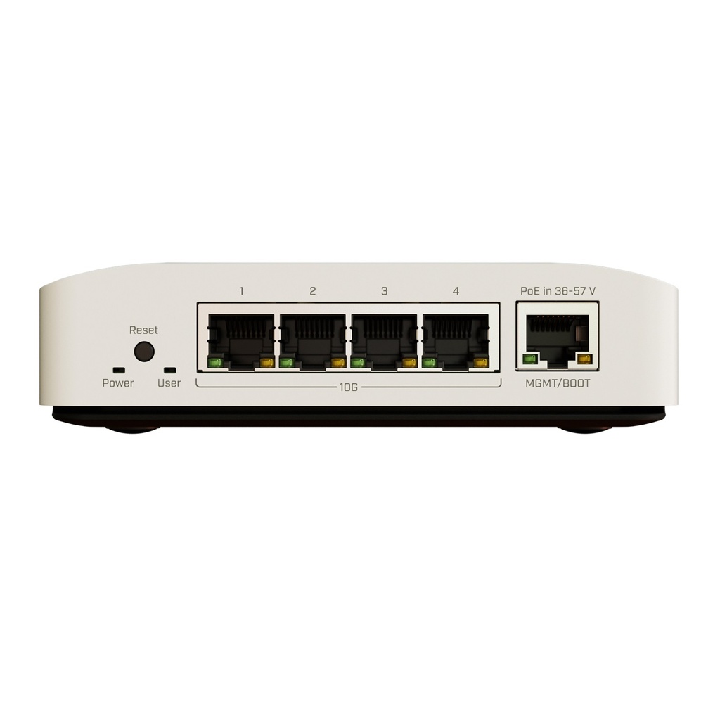 [CRS304-4XG-IN] Mikrotik - Cloud Router Switch PoE de 4 Puertos 10 G+ 1 Puerto Gigabit CPU con 2 Núcleos y Frecuencia de 1200 MHz (15W sin accesorios) RouterOS (solo v7)
