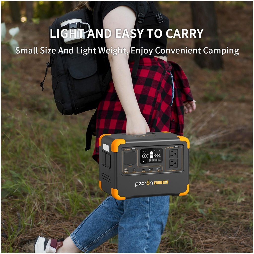[E500LFP] Pecron - Estación de Poder Portátil Inversor de Onda Sinusoidal Pura de CA de 600W 576WH 19.2V 30Ah Batería LiFePo4 Central Electrica