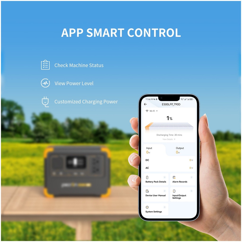 [E500LFP] Pecron - Estación de Poder Portátil Inversor de Onda Sinusoidal Pura de CA de 600W 576WH 19.2V 30Ah Batería LiFePo4 Central Electrica