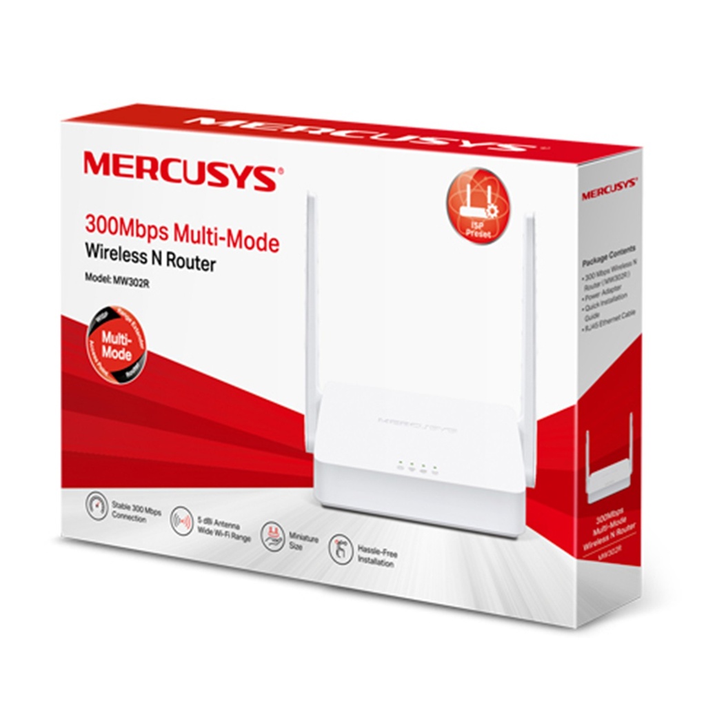 [MW302R] Mercusys - Router Inalambrico WiFi Multimodo 300Mbps 2 Antenas 5dBi