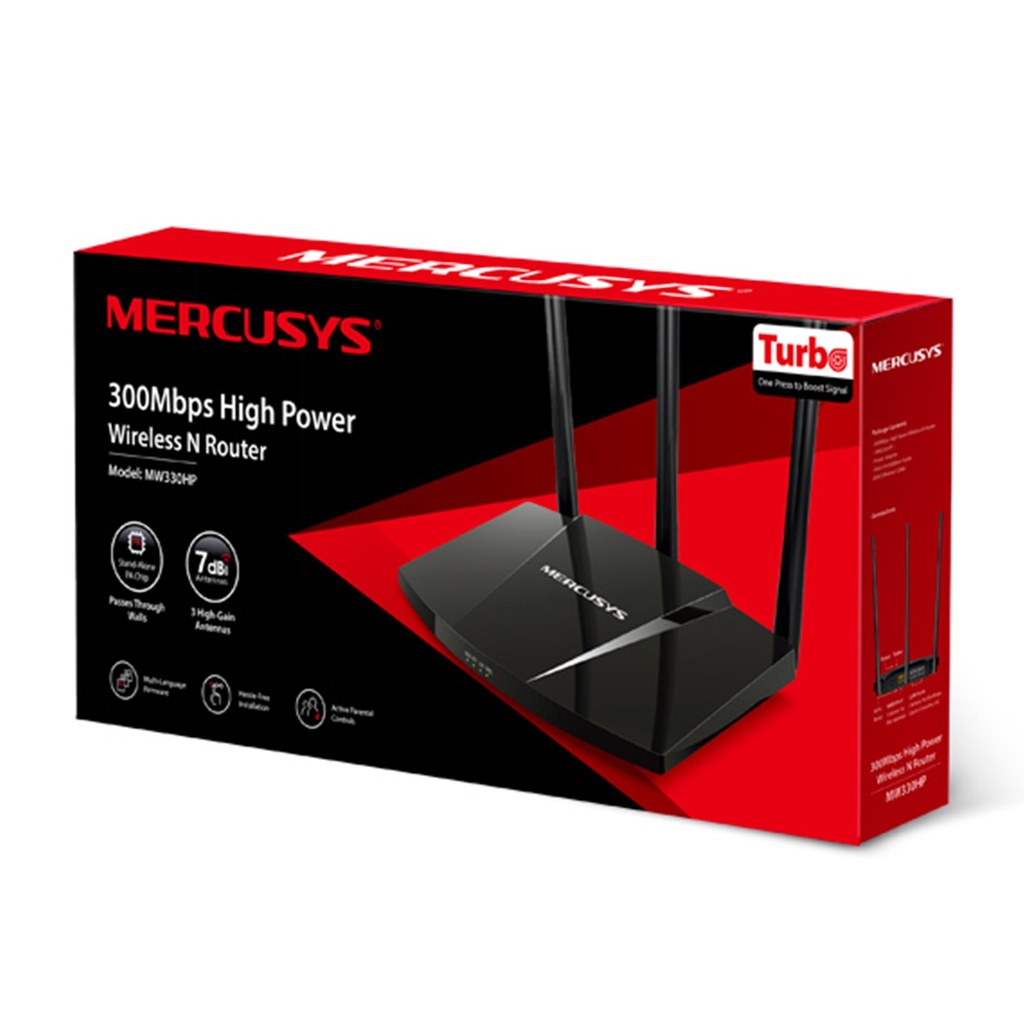 [MW330HP] Mercusys - Router Inalambrico WiFi N 300Mbps Alta Potencia 3 Antenas 7dBi