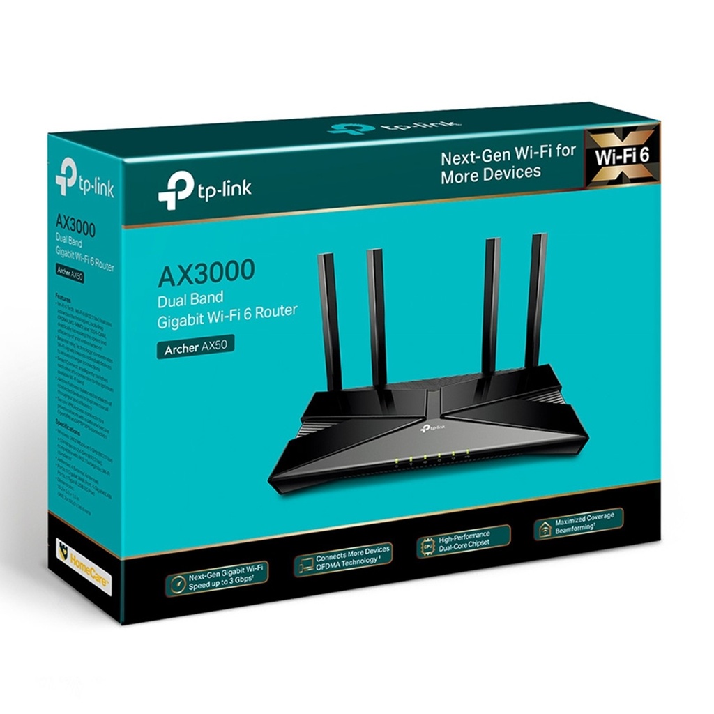[AX50-ARCHER] TP-Link - Router Inalambrico WiFi Doble Banda Gigabit AX3000 WiFi6 4 Antenas