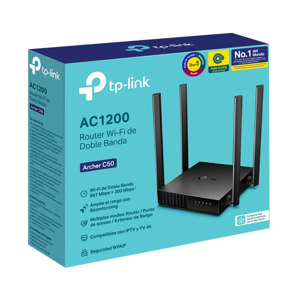 [C50-BLACK-ARCHER] TP-Link - Router Inalambrico WiFi Multimodo Doble Banda AC1200 4 Antenas 5dBi