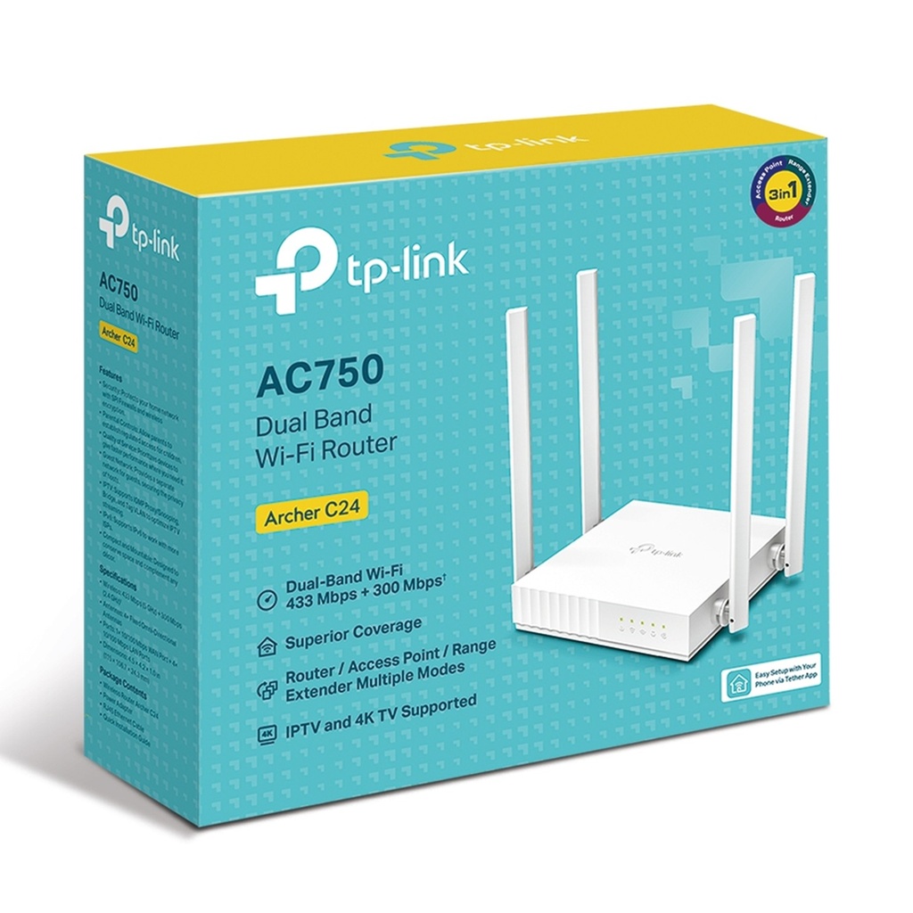 [C24-ARCHER] TP-Link - Router Inalambrico WiFi Multimodo Doble Banda AC750 4 Antenas