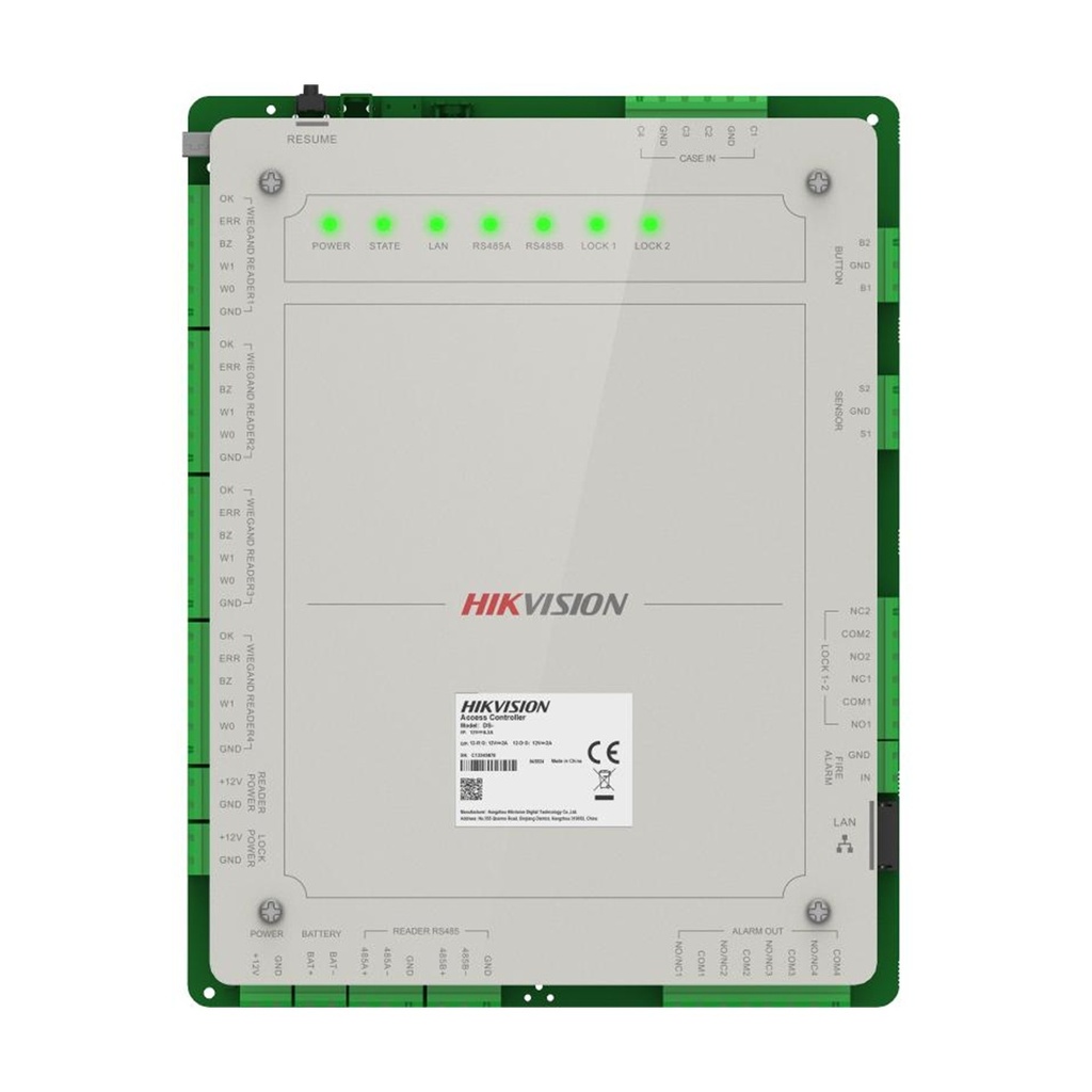 [DS-K2622X] Hikvision - Controlador de Acceso 2 Puertas Administrable en la Nube con Hik-Connect Teams Interfaz Web 4 Lectores de Huella o Tarjeta Incluye Gabinete y Fuente de Alimentación 12 Vcd 8A 