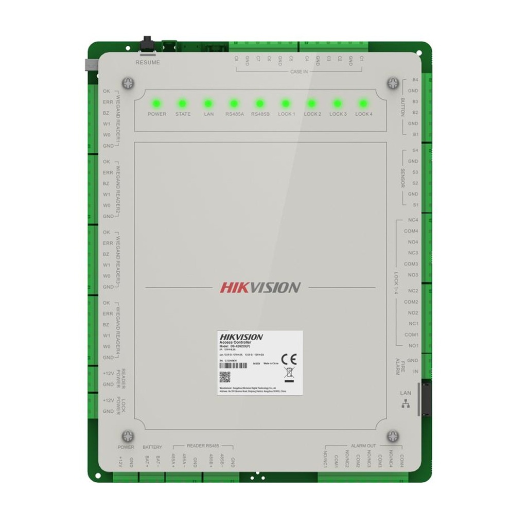[DS-K2624X] Hikvision - Controlador de Acceso 4 Puertas Administrable en la Nube con Hik-Connect Teams Interfaz Web 8 Lectores de Huella o Tarjeta Incluye Gabinete y Fuente de Alimentación 12Vcd 8A