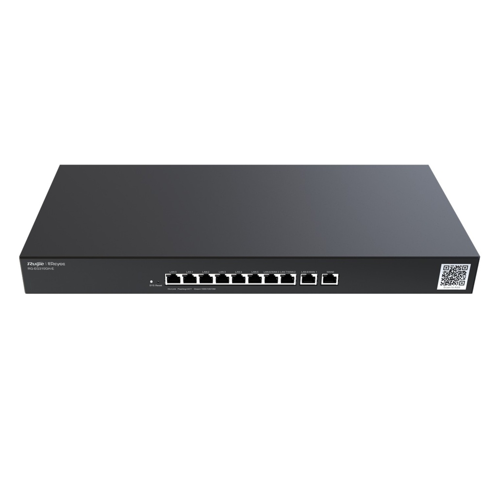 [RG-EG310GH-E] Ruijie Reyee SMB - Router Balanceador con Función SD-WAN 6 puertos LAN y 3 puertos LAN/WAN Gigabit y 1 Puerto WAN Gigabit hasta 350 Clientes con Desempeño de hasta 1.5 Gbps