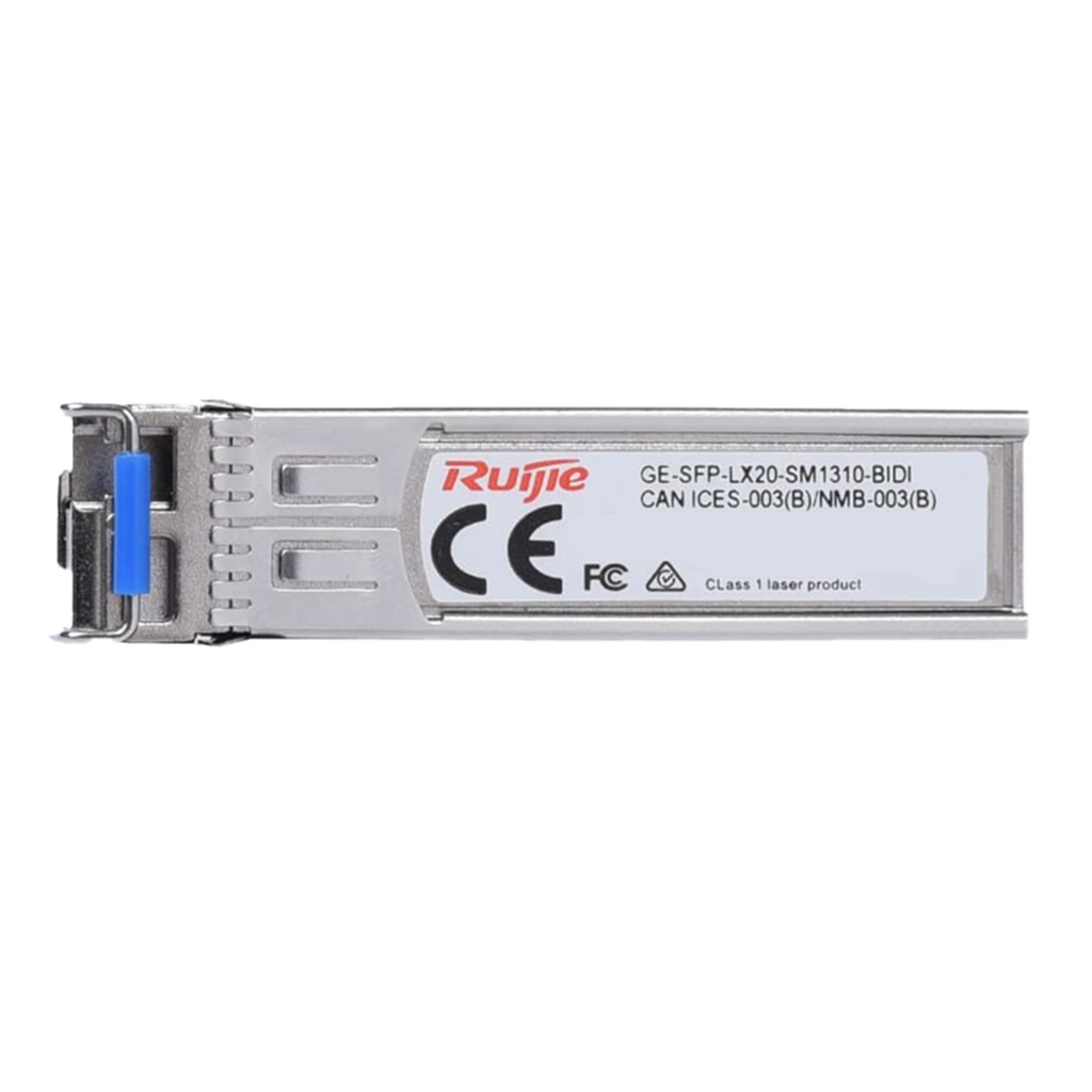 [GE-SFP-LX20-SM1310-BIDI] Ruijie Reyee SME - Módulo Transceptor GE-SFP-LX20-SM1310-BIDI 1000BASE-LX SFP 1310nm-TX/1550nm-RX 20-km DDM Simplex LC SMF