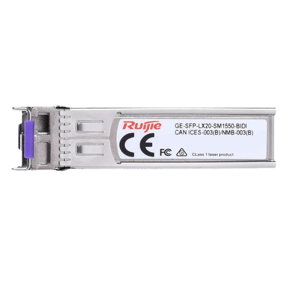 [GE-SFP-LX20-SM1550-BIDI] Ruijie Reyee SME - Módulo Transceptor GE-SFP-LX20-SM1550-BIDI 1000BASE-LX SFP 1550nm-TX/1310nm-RX 20-km DDM Simplex LC SMF